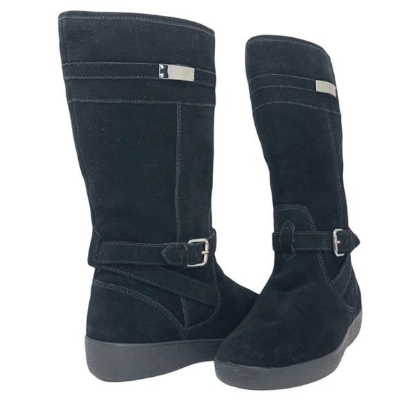 Coach Black Tallulah Suede Leather Winter Boots Size 7 - Picture 2 of 6